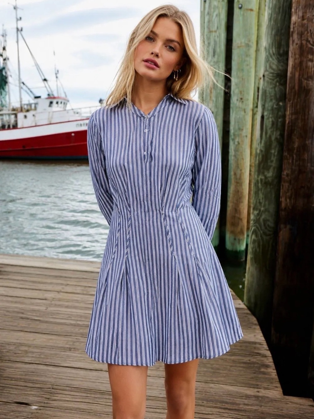 Anine Bing ophelia striped shirt dress